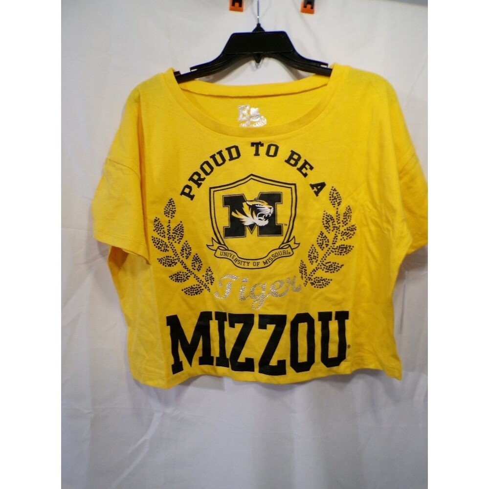E5 College Classics Women's M Mizzou Missouri Yellow Cropped T-Shirt